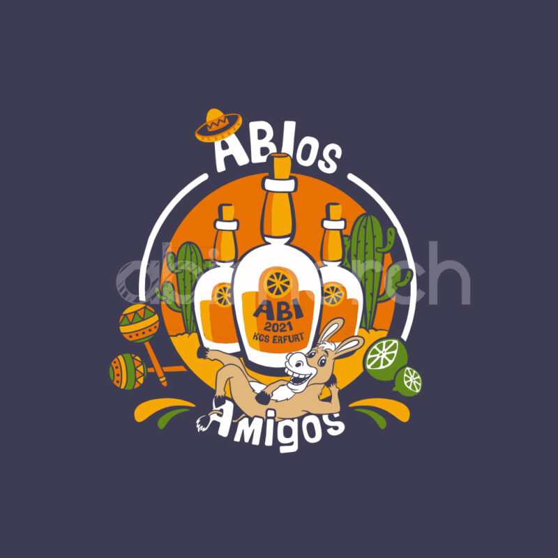 Dieses Abimotto, Abispruch oder Abimotiv wurde von abimerch gestaltet und zeigt das Abimotto Abios Amigos.